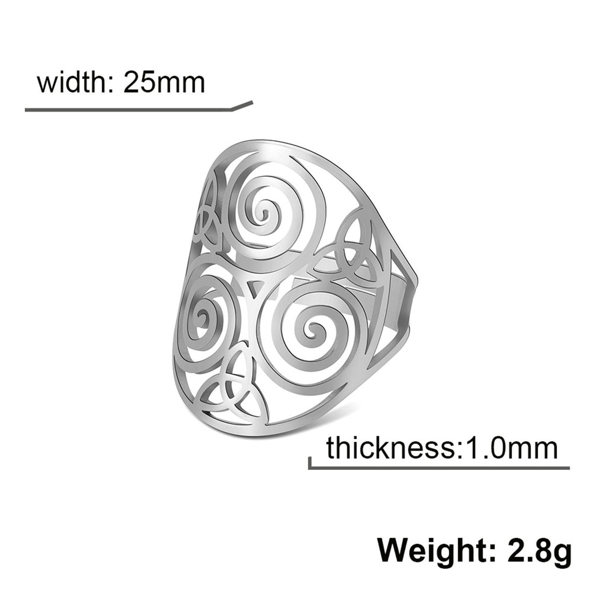 Silver Triskelion Triquetra Ring