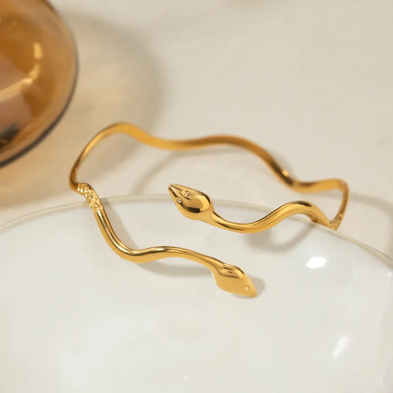 Gold Ouroboros Twins Bangle